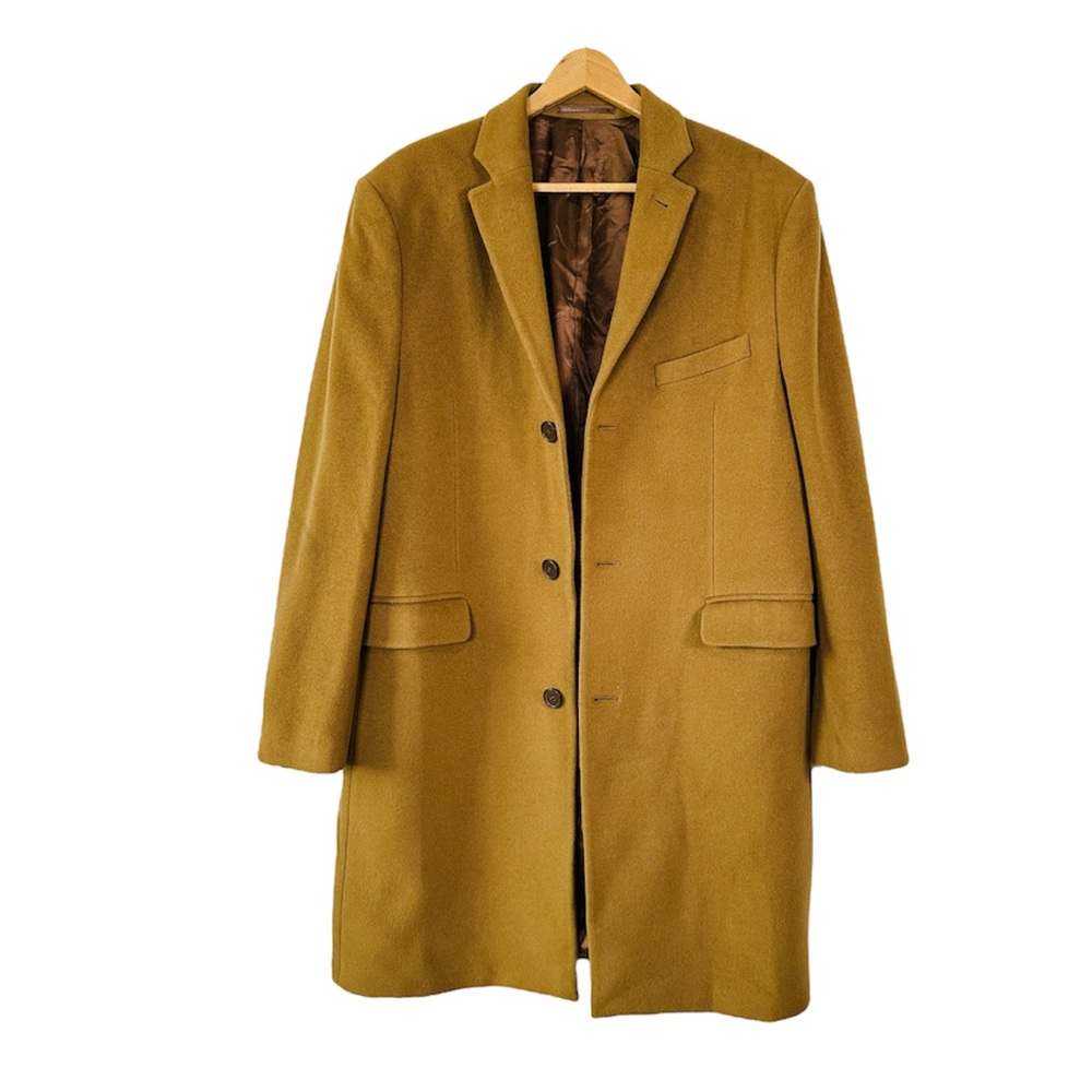 Mr Fashion Camel Wool & Cashmere Blend Pea Coat by H&M Size 52